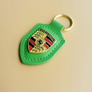 Porsche Green Luxury Leather Keychain Stylish Gift Car Enthusiasts